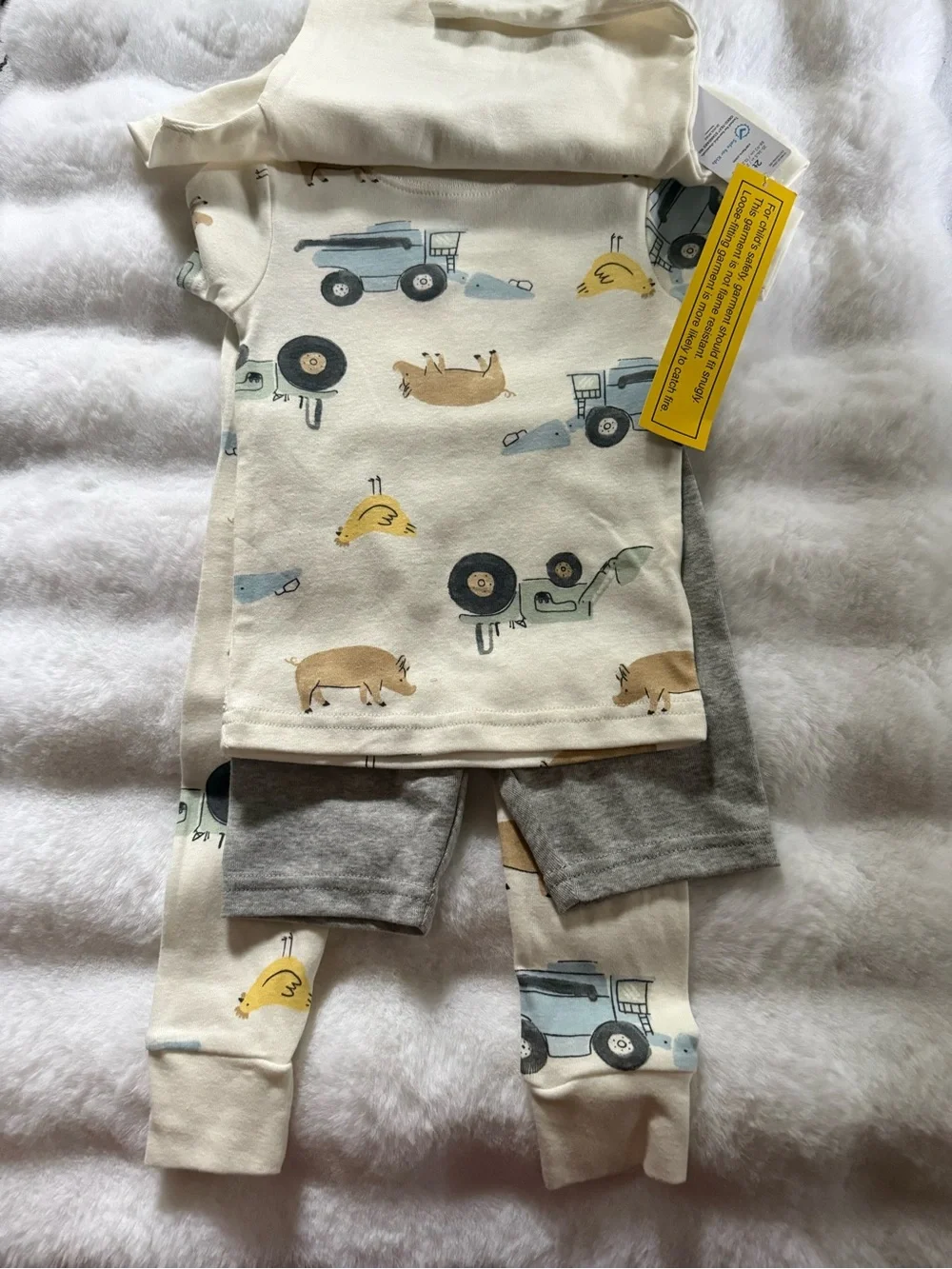 Carter's Cream Tractor & Farm Animals Pajama Set